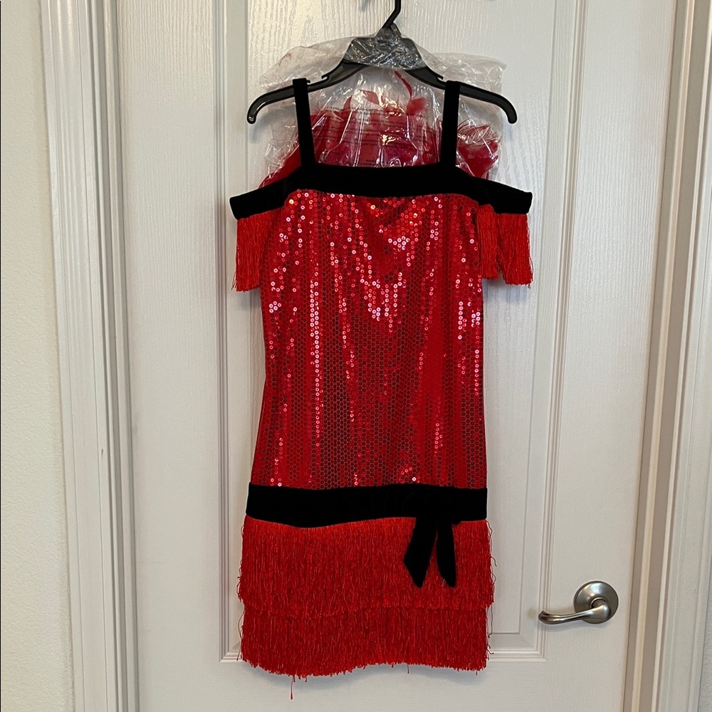 Red Sequin Off-Shoulder Dress
